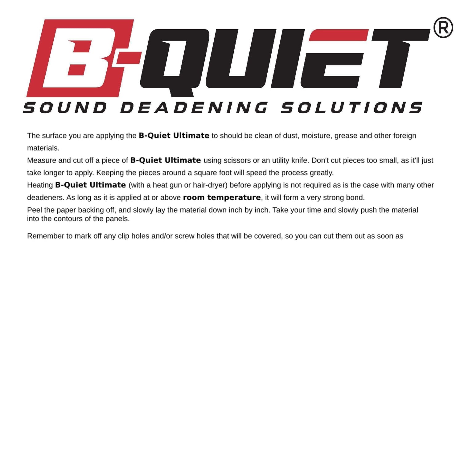 B-Quiet Ultimate Sound Deadener 50 SqFt. roll