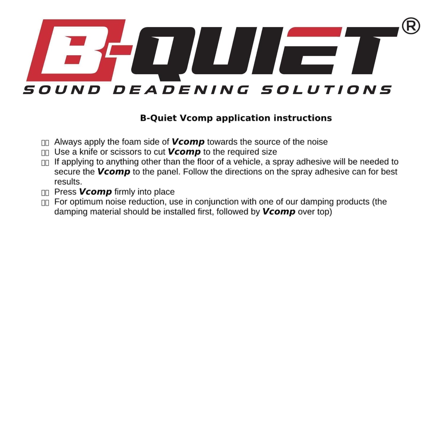 B-Quiet VComp Mass Loaded Vinyl Sound Absorbing Mat Barrier - B-Quiet